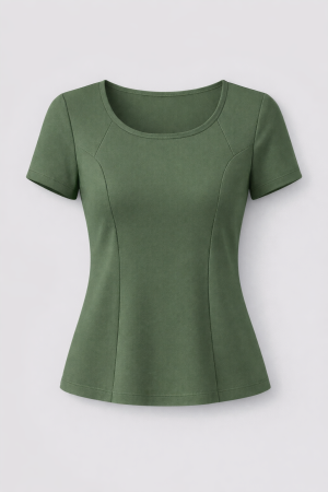 Blusa feminina manga curta recorte princesa